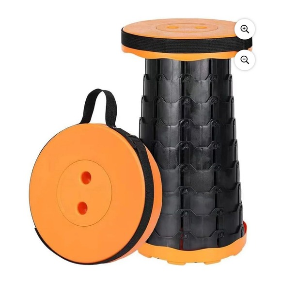 ALINJA Portable Telescopic Stool Lightweight Folding Camping Seat Orange Black - Picture 1 of 14